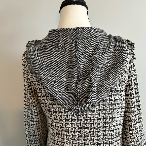 Y2K LAUNDRY by Shelli Segal Black & White Checkered Coat with Fringe XS - Picture 4 of 8